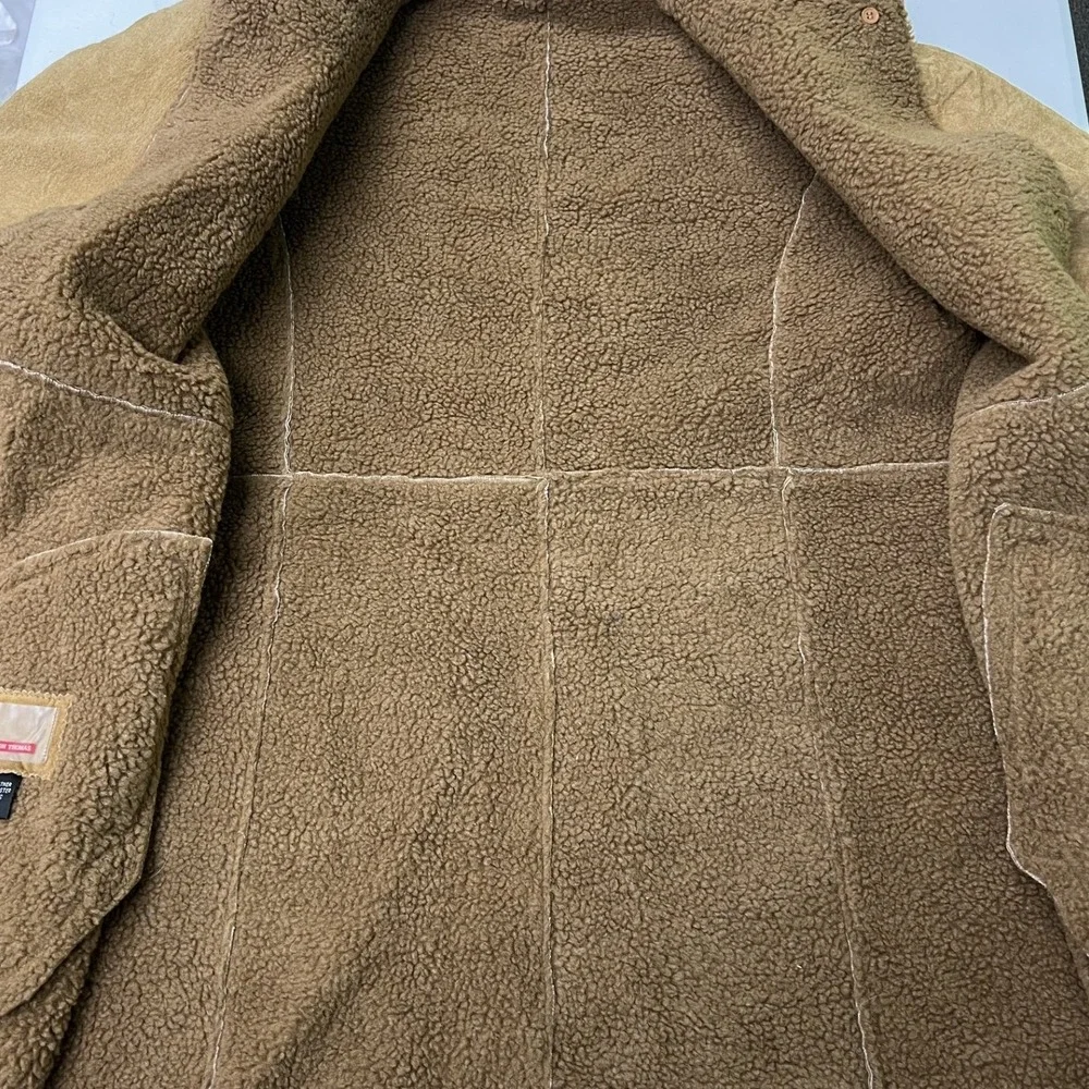 Brandon Thomas Leather Jacket Mens Large Tan Faux Shearling Lined Suede Coat